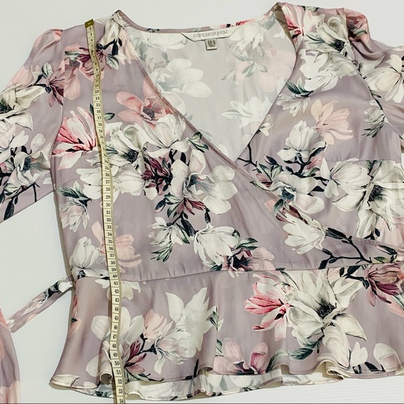FOREVER NEW Floral Long Sleeve Wrap Blouse Size 10 - Picture 13 of 14